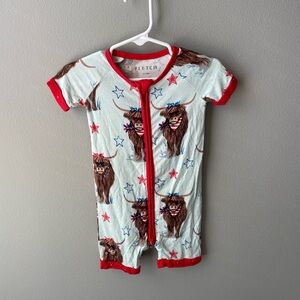 Fletch Red White and Moo Patriotic Highland Cow Bamboo Short for 4th of July